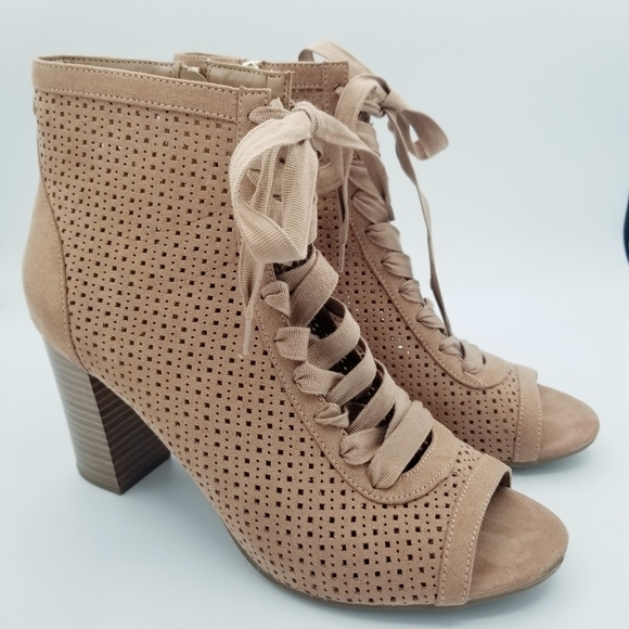Circus by Sam Edelman Ellen Tan Brown Open Toe Ankle Booties Heels - Picture 1 of 16